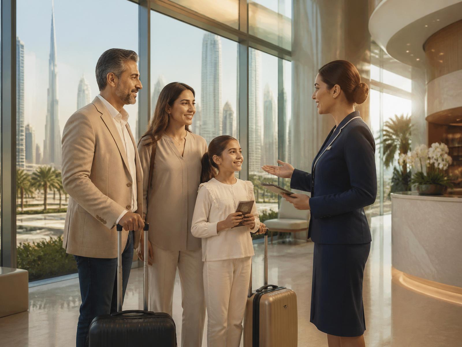Patient family arriving at a partner hospital in Dubai